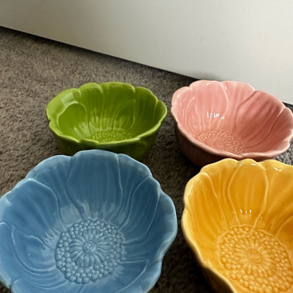 Colorful Floral Ceramic Bowls Set